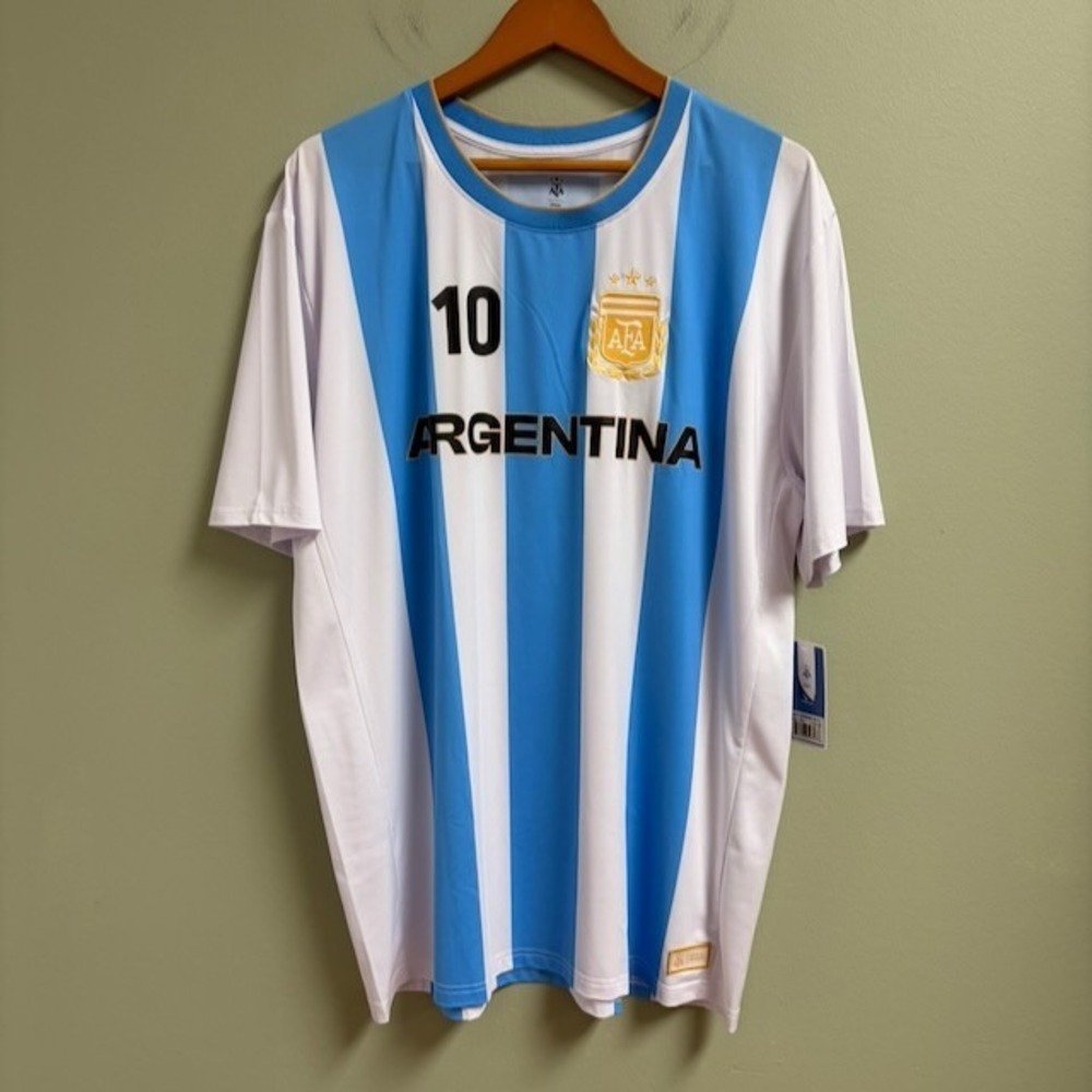 AFA Official Argentina Home Jersey Messi #10 Light Blue White NWT XXL Soccer